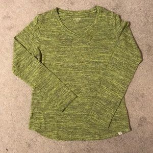 Heather green knit long sleeve top